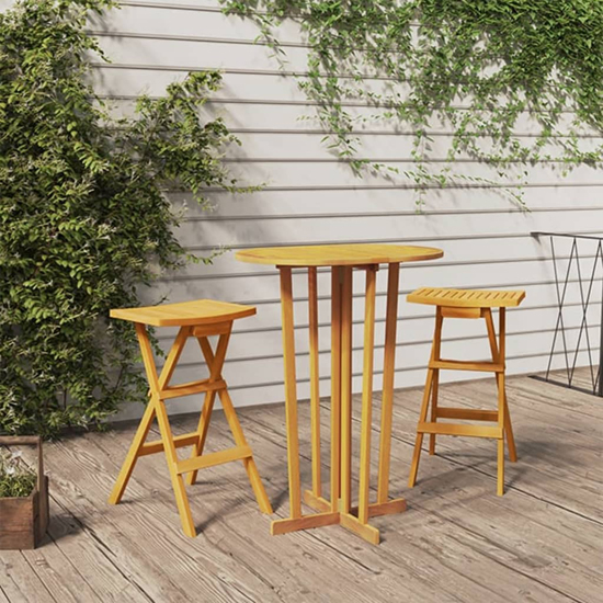 Salisbury Solid Wood Teak 3 Piece Folding Bar Set In Natural