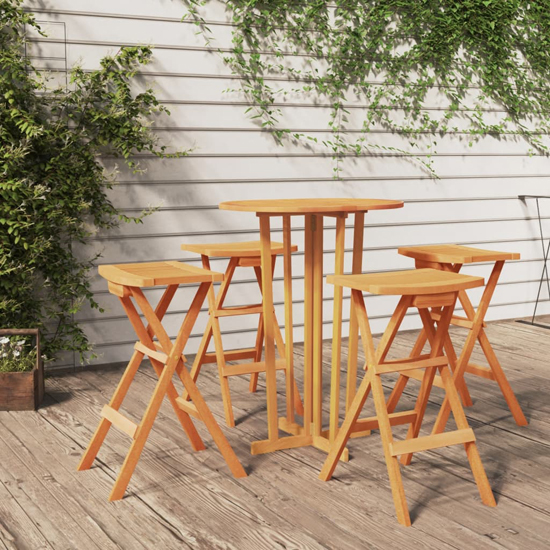 Salisbury Solid Wood Teak 5 Piece Folding Bar Set In Natural