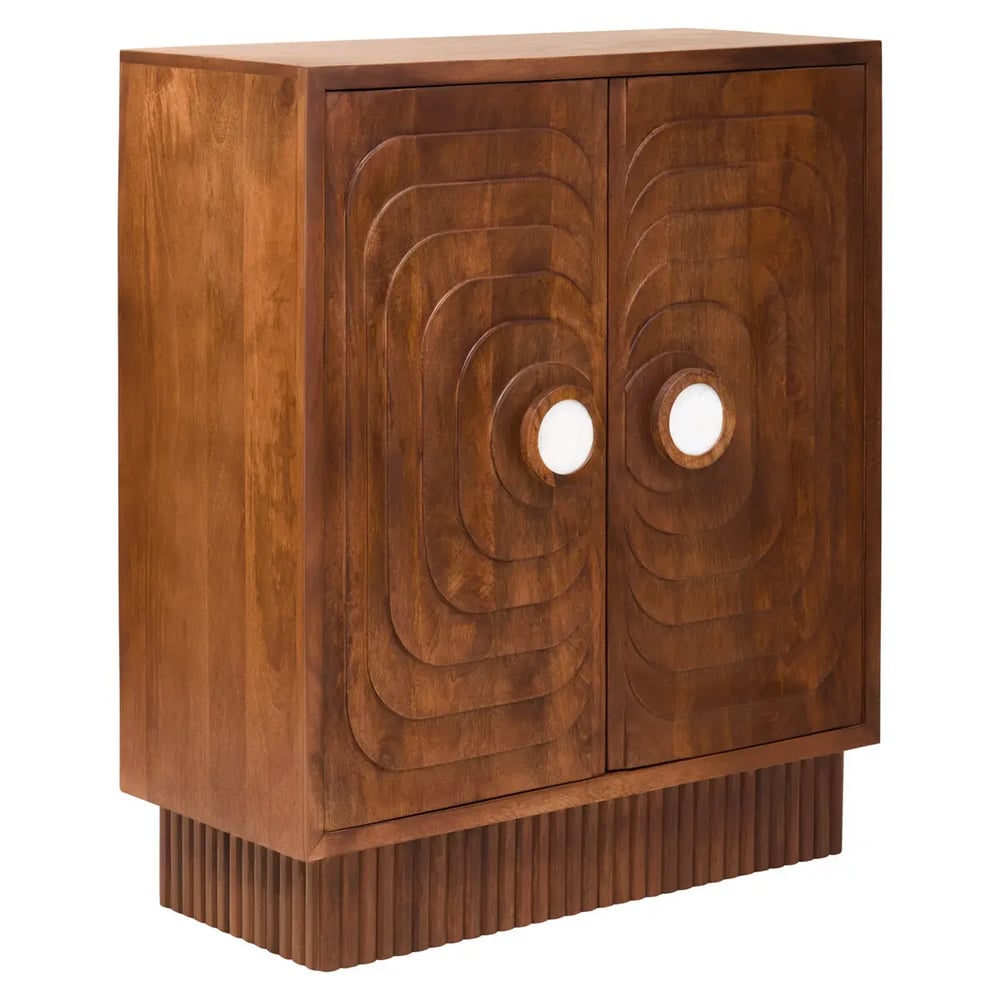 Salisbury Tall Wooden Storage Cabinet With 2 Doors In Walnut