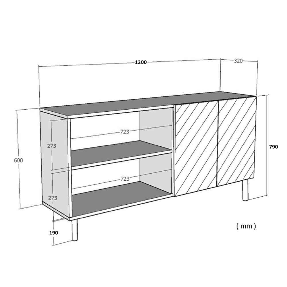 Salkim Wooden Sideboard with 4 Doors in White and Gold