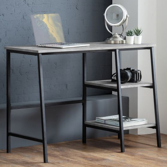 Salome Wooden Laptop Desk With Kaili Black Chair