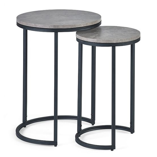 Salome Round Wooden Nest Of Side Tables In Concrete Effect_2