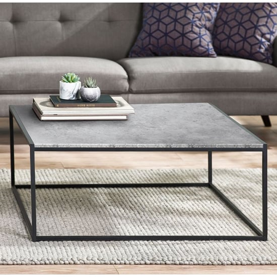 Product photograph of Salome Square Wooden Coffee Table In Concrete Effect from Furniture in Fashion