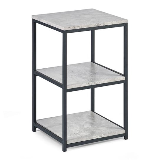 Salome Tall Narrow Wooden Side Table In Concrete Effect_2