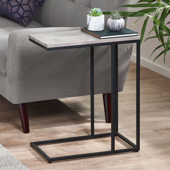 Salome Wooden Side Table In Concrete Effect_1