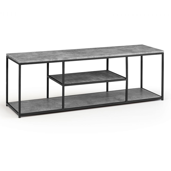 Salome Wooden TV Stand With Shelves In Concrete Effect