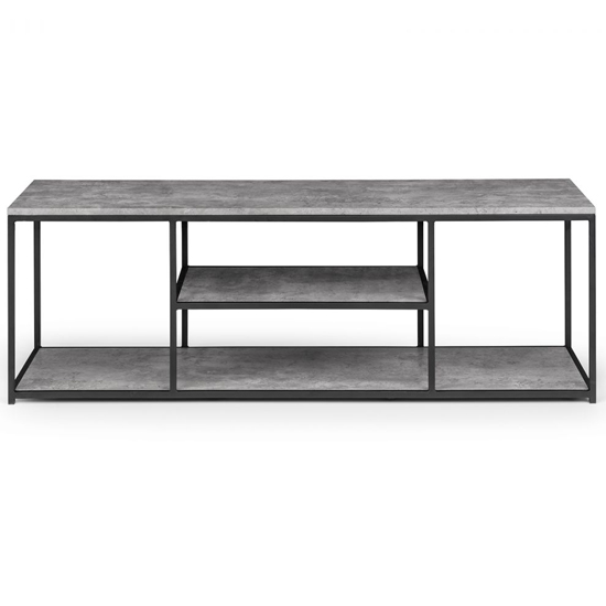 Salome Wooden TV Stand With Shelves In Concrete Effect
