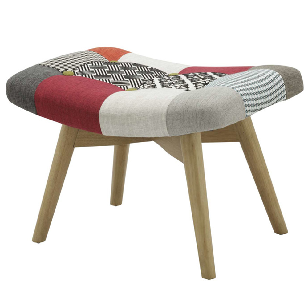 Salona Fabric Foot Stool With Oak Legs In Multicolored