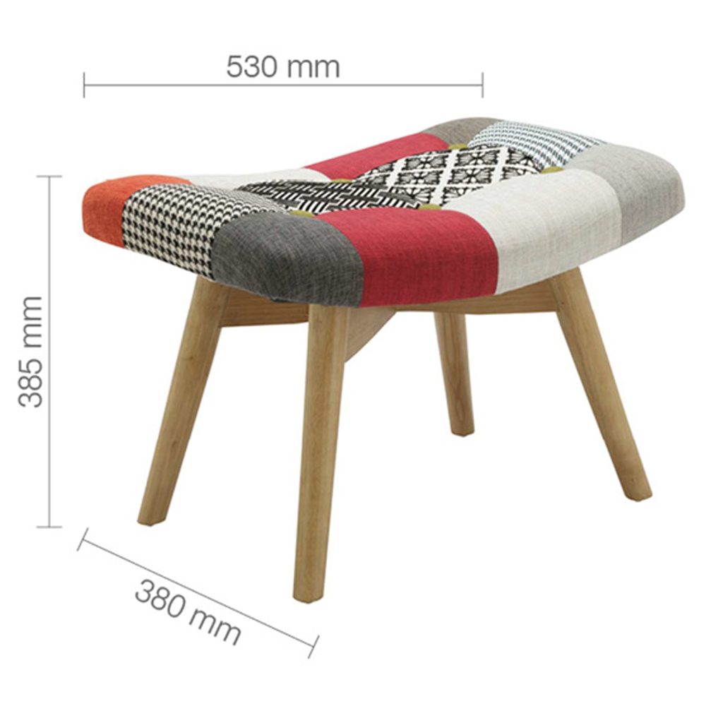 Salona Fabric Foot Stool With Oak Legs In Multicolored