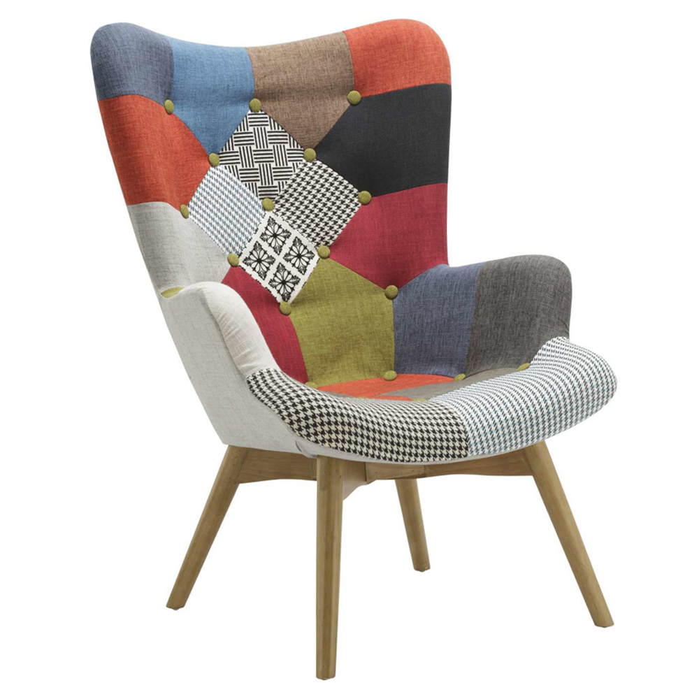 Salona Fabric Lounge Armchair In Multicolored
