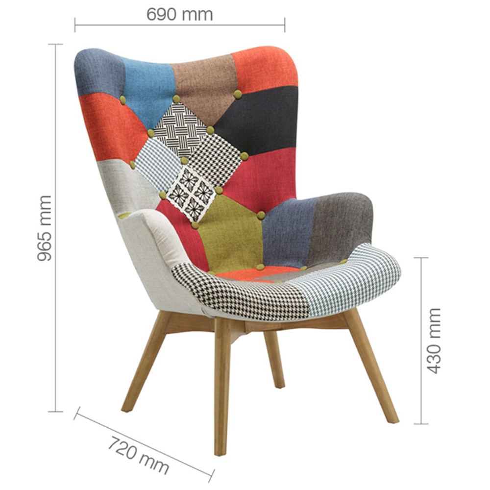 Salona Fabric Lounge Armchair In Multicolored