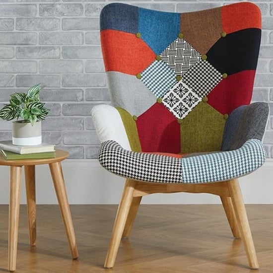 Read more about Salona fabric lounge chaise armchair in multicolored