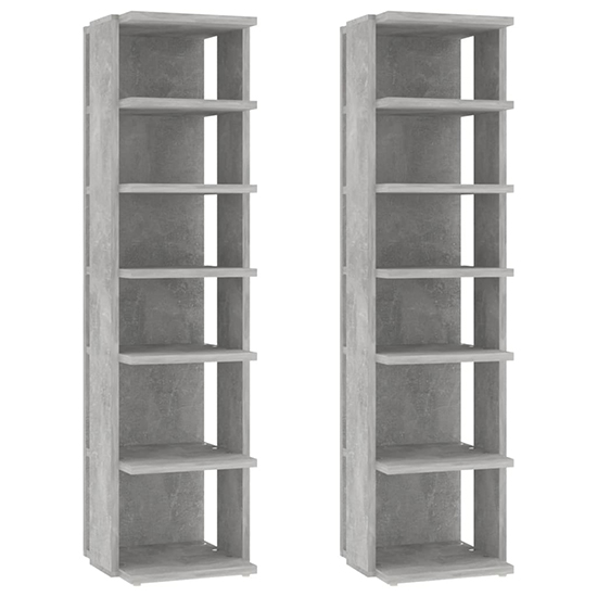 Saloso Set Of 2 Wooden Shoe Storage Racks In Concrete Effect