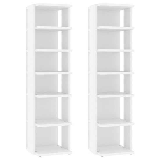 Saloso Set Of 2 Wooden Shoe Storage Racks In White