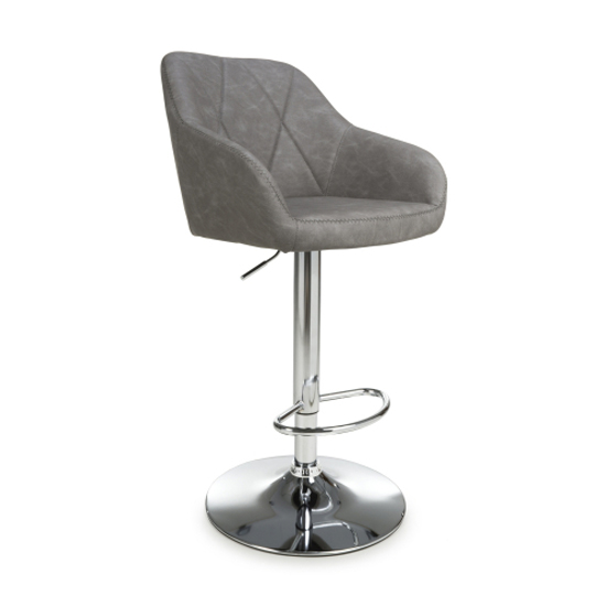 Salta Charcoal Leather Bar Stools With Chrome Base In Pair