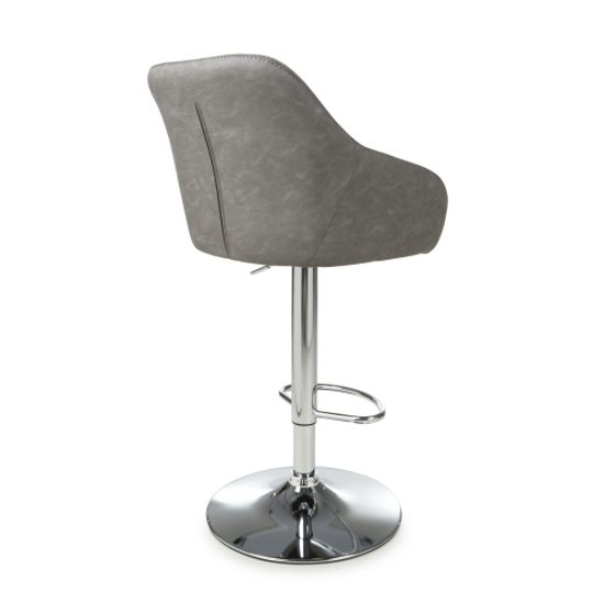 Salta Charcoal Leather Bar Stools With Chrome Base In Pair