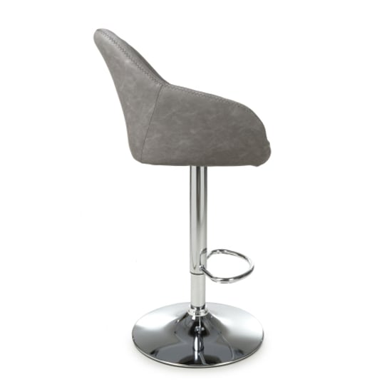 Salta Charcoal Leather Bar Stools With Chrome Base In Pair