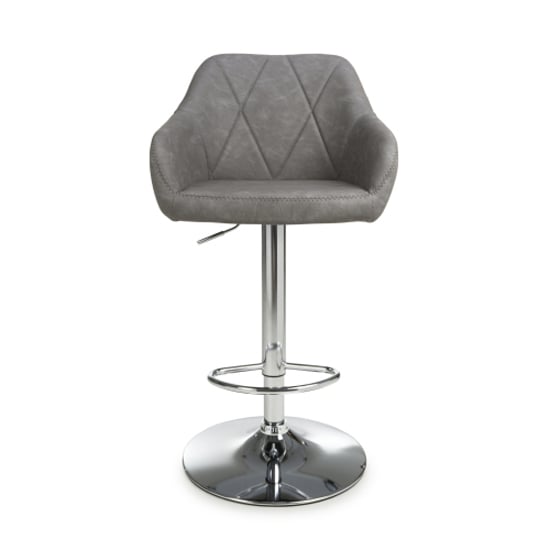 Salta Charcoal Leather Bar Stools With Chrome Base In Pair