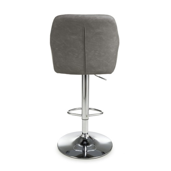 Salta Charcoal Leather Bar Stools With Chrome Base In Pair
