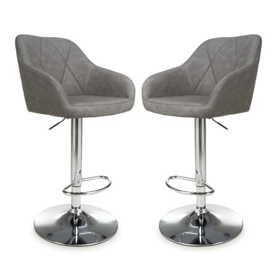 Product photograph of Salta Charcoal Leather Effect Bar Stools In Pair from Furniture in Fashion