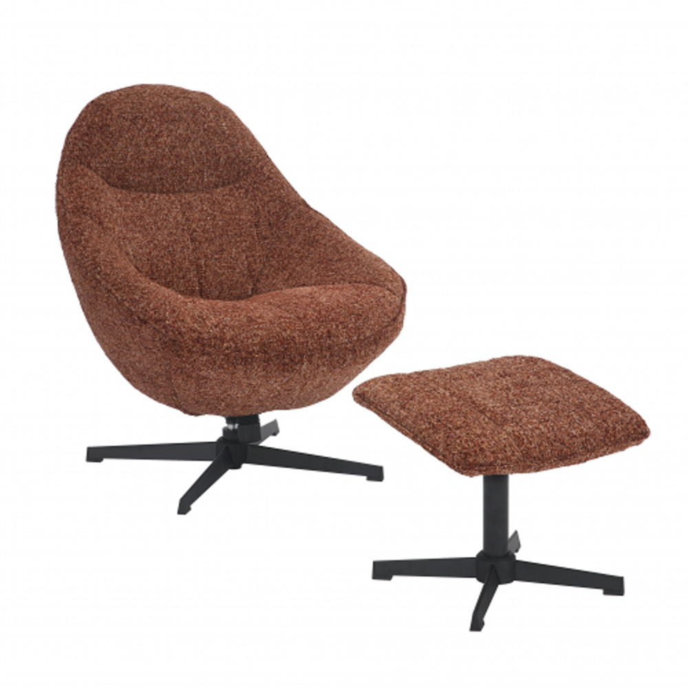 Salta Fabric Egg Shaped Lounge Chair with Footstool in Copper Blush