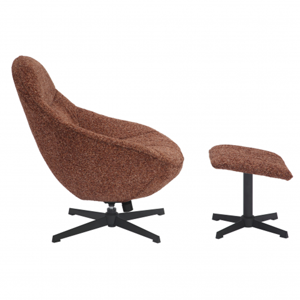 Salta Fabric Egg Shaped Lounge Chair with Footstool in Copper Blush
