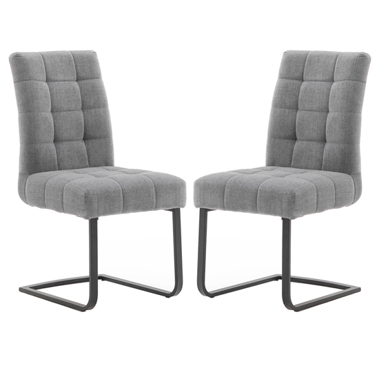 Salta Grey Fabric Upholstered Dining Chairs In Pair