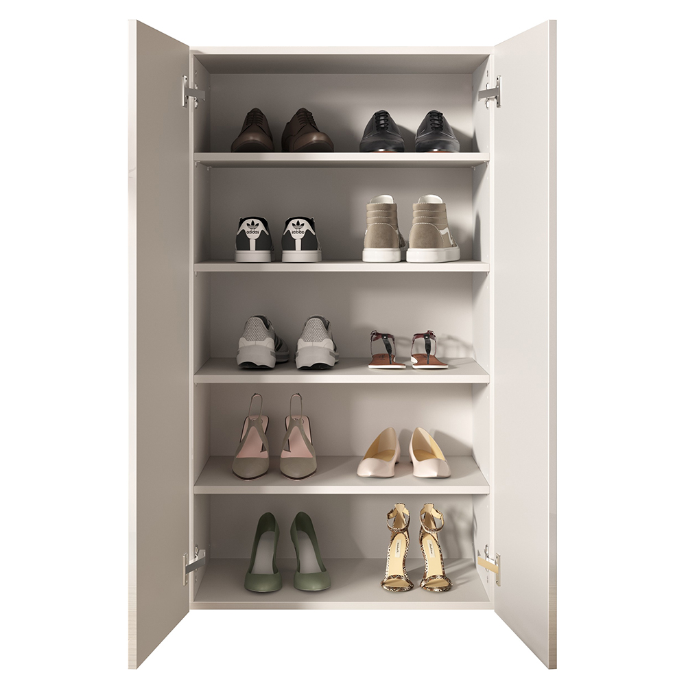 Salta High Gloss Shoe Storage Cabinet With 2 Doors In White
