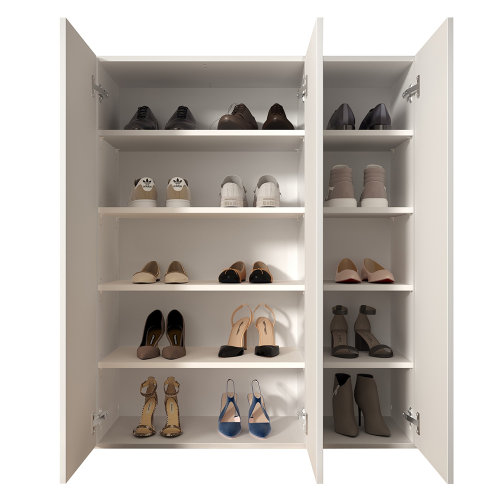 Salta High Gloss Shoe Storage Cabinet With 3 Doors In White