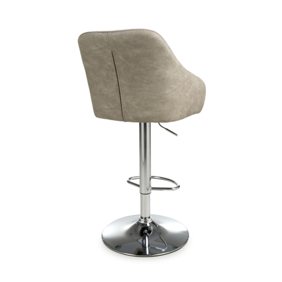 Salta Mink Leather Bar Stools With Chrome Base In Pair