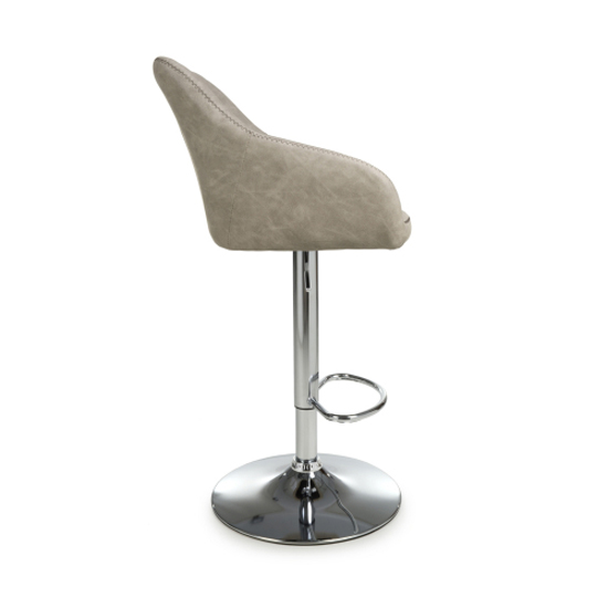 Salta Mink Leather Bar Stools With Chrome Base In Pair