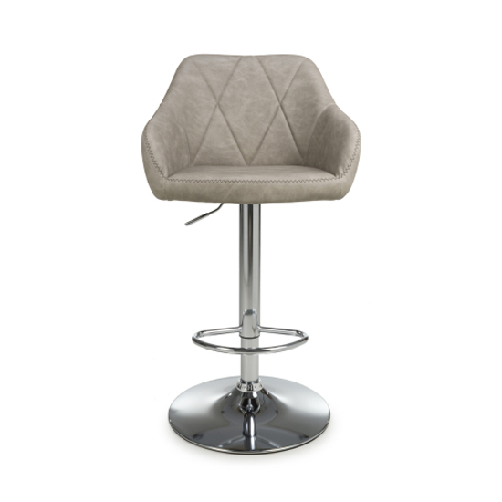 Salta Mink Leather Bar Stools With Chrome Base In Pair