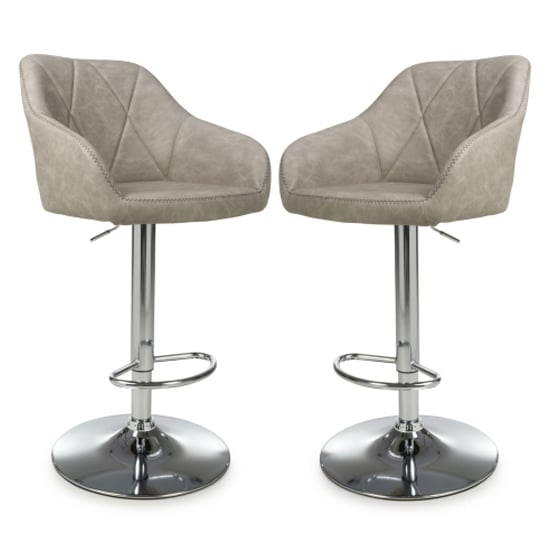 Salta Mink Leather Effect Bar Stools In Pair