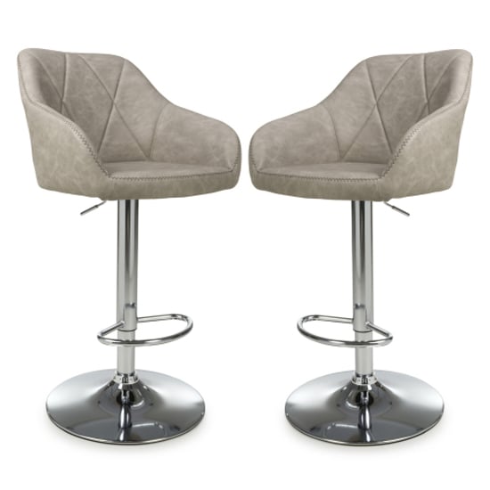 Read more about Salta mink leather bar stools with chrome base in pair