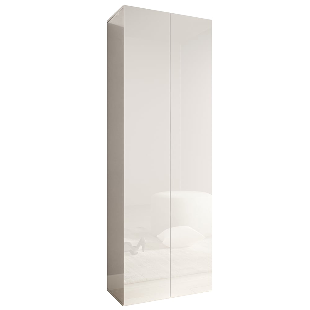 Salta Tall High Gloss Shoe Storage Cabinet With 2 Doors In White