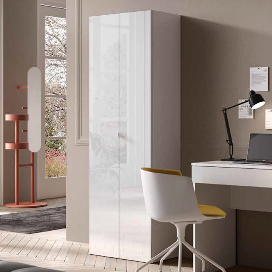 Read more about Salta tall high gloss wardrobe with 2 doors in white