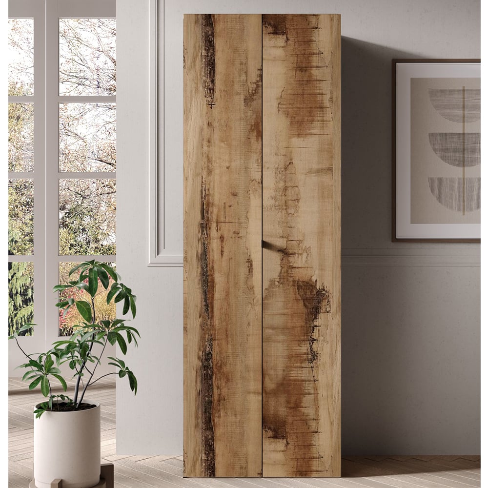 Salta Tall Wooden Wardrobe With 2 Doors In Black And Pearl Oak