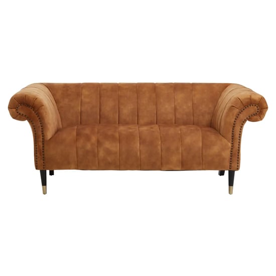 Salta Velvet 2 Seater Sofa In Gold With Pointed Legs