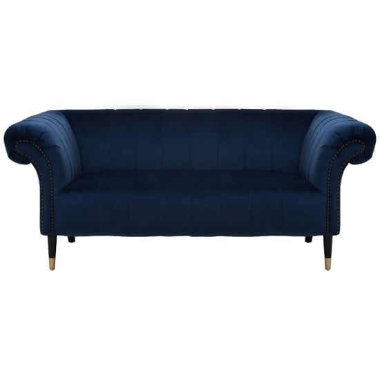 Read more about Salta velvet 2 seater sofa in midnight blue with pointed legs