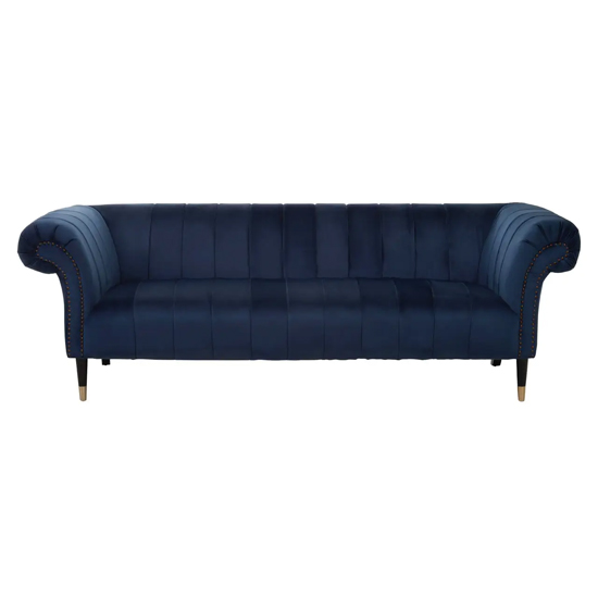 Read more about Salta velvet 3 seater sofa in midnight blue with pointed legs