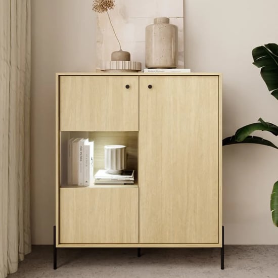 Read more about Salta wooden display cabinet with 2 doors in salta oak with led