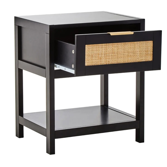 Salta Wooden Side Table With 1 Drawer In Black