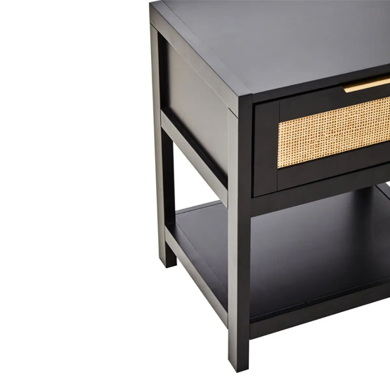 Salta Wooden Side Table With 1 Drawer In Black