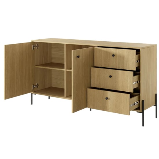 Salta Wooden Sideboard With 2 Doors 3 Drawers In Scandi Oak