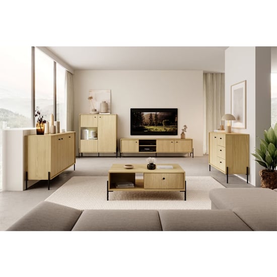 Salta Wooden Sideboard With 2 Doors 3 Drawers In Scandi Oak