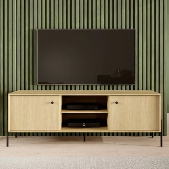Product photograph of Salta Wooden Tv Stand With 2 Doors In Salta Oak from Furniture in Fashion