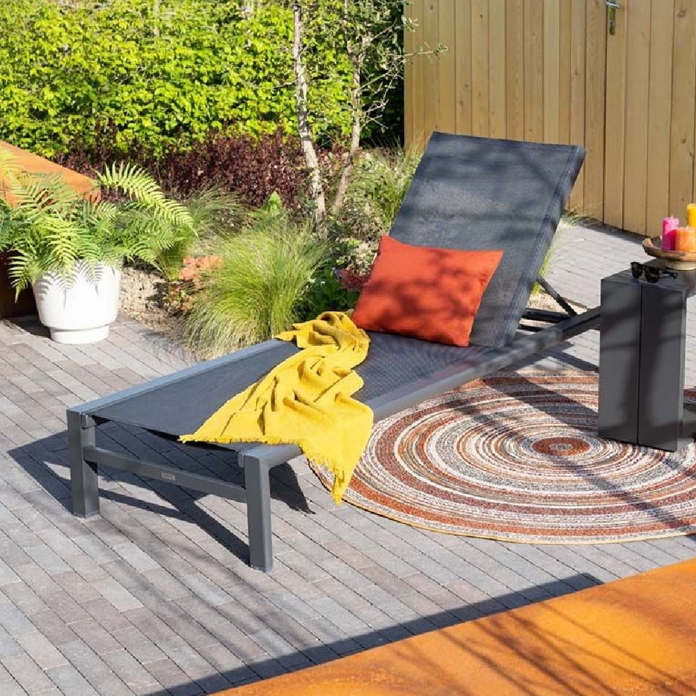 Saltake Aluminium Garden Adjustable Sun Lounger In Anthracite