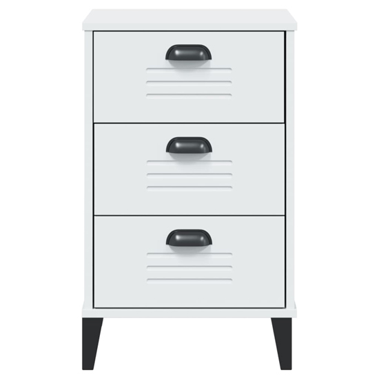 Widnes Wooden Bedside Cabinet With 3 Drawers In White