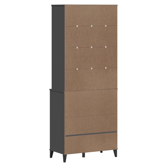 Widnes Wooden Display Cabinet With 2 Drawers In Anthracite Grey