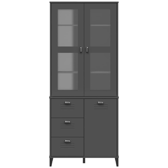 Widnes Wooden Display Cabinet With 3 Doors In Anthracite Grey